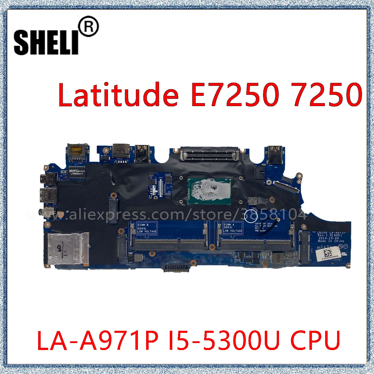 SHELI DELL Latitude E7250 7250 Sülearvuti Emaplaadi Koos I5-5300U CPU LA-A971P CN-0G9CNK 0G9CNK Mainboard