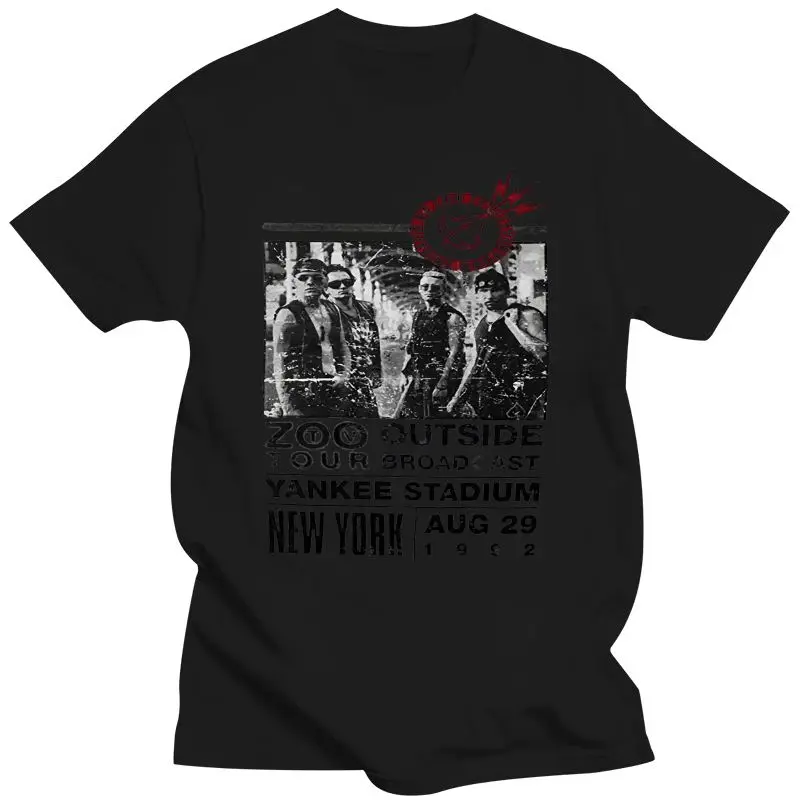 U2 Zoo TV Tour New York 1992 Yankee Stadium Slim Fit T-Särk Lühikeste Varrukatega Puuvillane Mood T-Särk