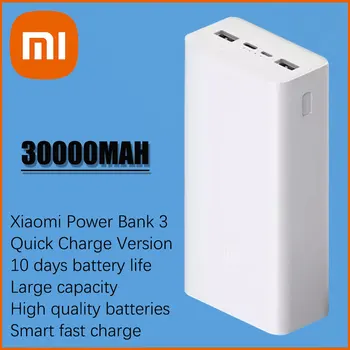 Xiaomi Power bank 3 30000mAh PB3018ZM 3 USB Type C 18W Kiire Laadimine Kaasaskantav Mi Powerbank 30000mAh Välise Aku Poverbank  10
