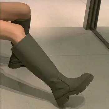 2022 Uus Naiste kõrge säärega saapad Square kanna Platvorm kingad Chelsea saapad naiste kingad Roheline must Naiste Suurus 34-40 saapad naistele  10