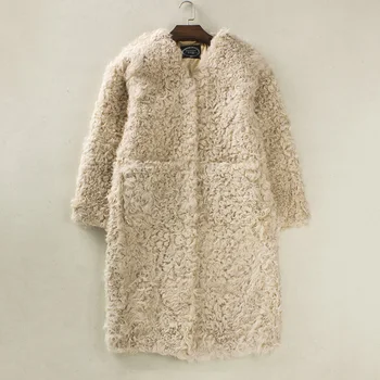värvitud karusnaha mantlid naiste lamba kasukas tõeline karusnaha mantlid, naiste talve mantel naistele  10