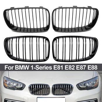 2tk esistange Neer Grill BMW E81 E82 E87 E88 118i 125i 1-Seeria 2007 - 2013 Läige Matt Must 1/2 Liist Line Car Styling  10