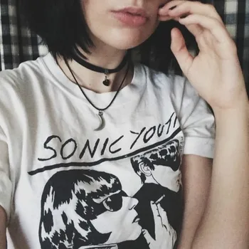Sonic Youth Albumi Kaas Unisex Vintage Rock t-särk Naiste Grunge 80s90s Tops Tees Lühikese varrukaga, kanna Krae ümber Naljakas Tshirt Tumblr  10
