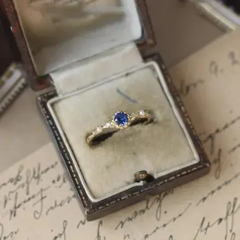 Originaal disainer viimistletud inkrusteeritud sapphire pearl Avatud ring kerge, luksuslik, elegantne ja üllas naiste brändi hõbe ehted  10