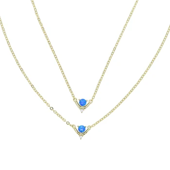 Saabus uus sinine tulekahju opaal mood õrn mikro sillutada selge cz võlu kulla värvi minimaalne naised tüdruk kingitus ehted kaelakee  10