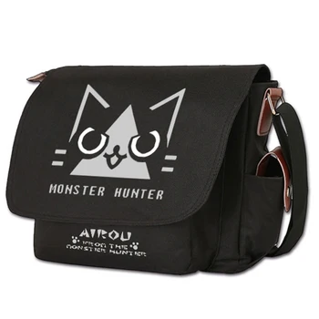 Anime Monster Hunter Airou Cosplay Unisex Kooli Õpilased Õlakott Kassi Multikas Crossbody Messenger Mood Reisimine Kingitused  5
