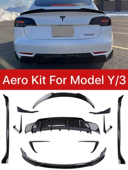 Carbon Fiber Kere Kit Sobib Tesla Model 3 Y 2016-2022 Madal esistange Tagumine Difuusor Lip Spoiler Pool Seelik Auto Osad, Must  10
