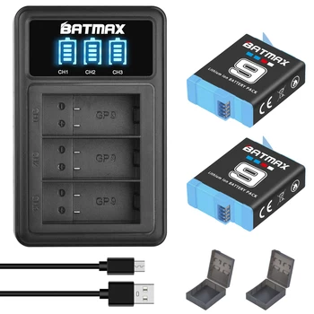 Batmax Aku 1780 mAh jaoks GoPro Hero 9 Kangelane 10 11 Kaamerad + 3-Kujulise LED USB Laadija Must Aku Hoidmine  5