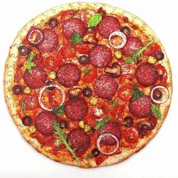 Pizza Pool Puidust Mosaiikpildid Täiskasvanute ja Laste Puidust Puzzle Mängud 3D-DIY Puidust Puzzle, Käsitöö, Kingitused Lapsed Harivad Mänguasjad  5