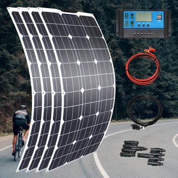 Päikesepaneel 300w 200w 100w 400w PET Painduvad Paneelid Solar PV Monokristallilised Raku 12V 24V 1000w Aku Laadija Süsteem Kit  5