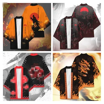 Uus Hokage Konoha Ninja Kakashi Cosplay Kostüüme, Kurama Uzumaki Sümbol Varjatud Kampsun, Haori Pidžaama Hommikumantel Sleepwear Mantel  10
