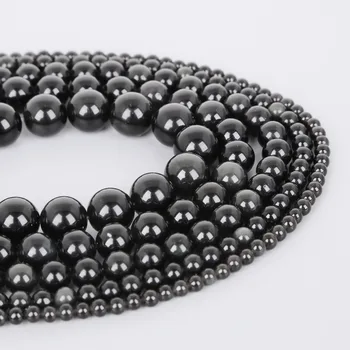 Uus Looduslik Obsidian Black Stone Beads Lahti Ringil Distants Pärlitega Ehete Tegemise 4/6/8/10/12mm 15