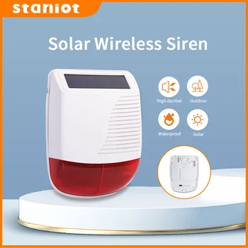 433Mhz Kõrge Detsibelli Väljas Päikese Juhtmeta Sireen Valjuhääldi Veekindel Strobe Smart Home Security Valve Alarm Süsteem  10