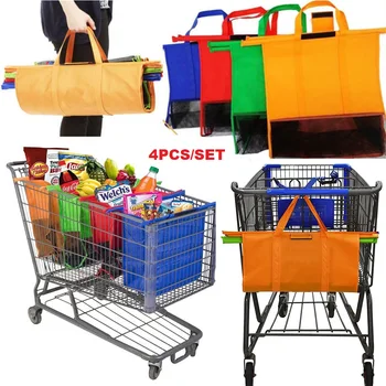 Ostukorvi Käru, Supermarket, Shopping Bag Toidupoed Haara kandekotid Kokkupandav Tassima Eco-sõbralik Korduvkasutatavad Supermarket Kotid 4tk/set  5