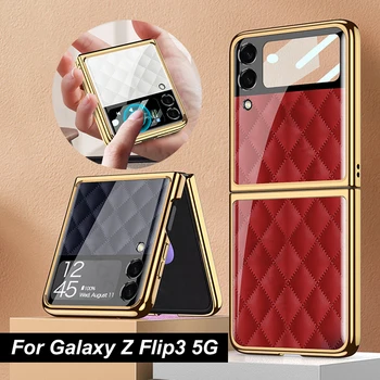 GKK Originaal Case For Samsung Galaxy Z Flip 3 5G Juhul Värvitud Karastatud Klaasi Katmine Kõva Raami Kate Samsung Z Flip 3 5G  10
