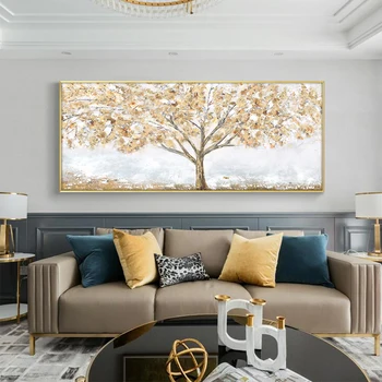 Abstraktne Gold Leaf Puud, õlimaal, Lõuend Plakatid ja Pildid Home Decor Seina Art Pilte elutuba Cuadros Frameless  10
