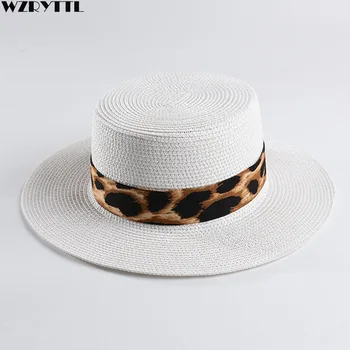 Unisex Paber Õled Müts Laia Ääreni Olkihattu Mütsid Leopard Lindi Päike Müts Naiste Mees Suvel Rannas Müts Kentucky Derby ühise Põllumajanduspoliitika Panama Müts  10