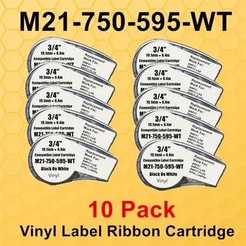10PK Asendamine Ühilduv Ribbon Cartridge M21-750-595-WT Label Film Kasutada BMP21-PLUS,BMP21-LAB Etiketi Printerid Must Valgel  3