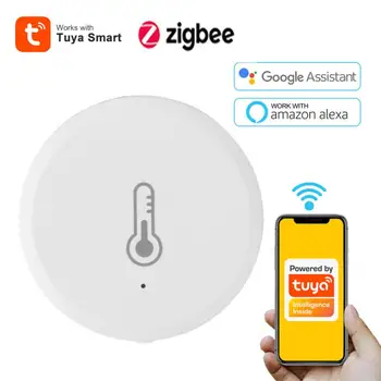 Tuya ZigBee Smart Home Temperatuuri Ja Niiskuse Andur Koos LED-Ekraan, Töötab Koos Google ' i Assistent Nõuda Tuya Zigbee Hub  10