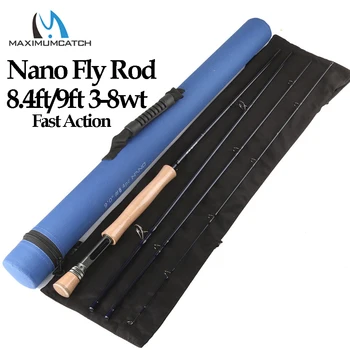 Maximumcatch Nano 3/4/5/6/7/8wt 4tk Kiire Tegevuse Fly rod 8.4 ft/9ft IM12 süsinikkiust Fly fishing Rod koos Cordura toru  10