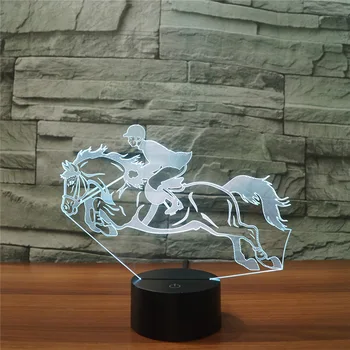 Lahe Ratsutamine Hobune 3D Öö Valguses Vahendite Lambi 7 Värvi LED USB 3D Illusioon Lamp Home Decor For Kids Mänguasi Kingitus  10