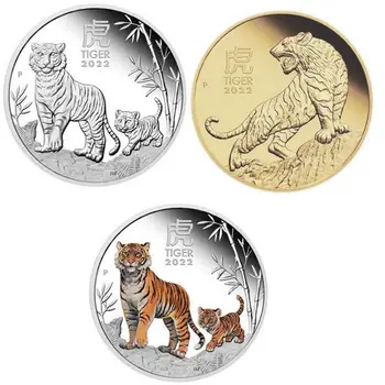 Tiiger mälestusmünte - 2022 Hiina Zodiac Münte - Kuld, Hõbe Pinnatud Elizabeth II Suveniiride Mündi uusaasta Kingitus  10