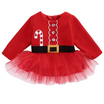 Xmas Lapsed Baby Girl Dress Christmas Pageant Tutu Pits Pikk Varrukas Kleit Printsess Sügis Riided Casual Kleit Peorõivad  10