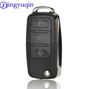 jingyuqin 3 Nuppu Flip Remote Auto Võti Juhul Kest Volkswagen VW Jetta Golf Passat Beetle Polo Bora Lihvimata Tera Tühjaks Võti Fob  10