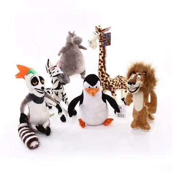 20-35cm 6 Stiile Madagaskar -, Plüüš-Mänguasi, Pehme Täidisega Loomade Nukud Kaelkirjak Jõehobu, Lõvi Pingviin Zebra Lemurs Joonis Kingitus Lastele  10